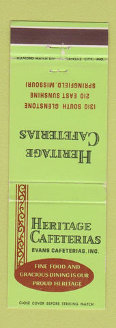 Matchbook Cover - Heritage Cafeterias Springfield MO