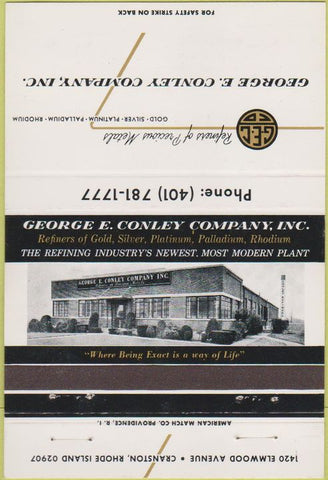 Matchbook Cover - Conley Co Metal Refiners Cranston RI 40 Strike