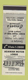 Matchbook Cover - Agawam Motor Lodge MA
