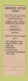 Matchbook Cover - Agawam Motor Lodge MA