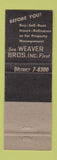 Matchbook Cover - Weaver Bros Mortgage Real Estate Washington DC Baltimore MD