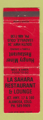 Matchbook Cover - La Sahara Restaurant Alamosa Colorado Mexican WORN
