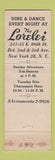 Matchbook Cover - Lorelei Restaurant New York City