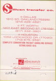 Matchbook Cover - Sullivan Transfer Co trucking Dallas TX 40 Strike
