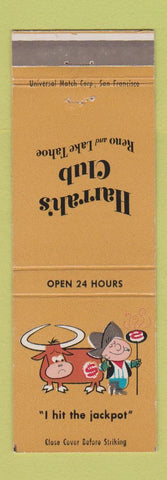 Matchbook Cover - Harrah's Club Casino Reno Lake Tahoe CA