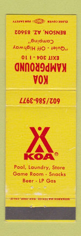 Matchbook Cover - KOA Camping Benson AZ