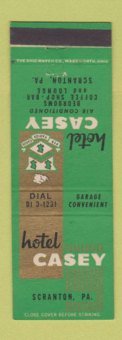 Matchbook Cover - Hotel Casey Scranton PA