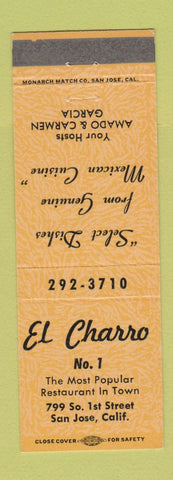 Matchbook Cover - El Charro Mexican Food San Jose CA