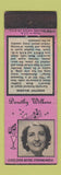 Matchbook Cover - Dorothy Wilkens  Radio Music Diamond 1930's