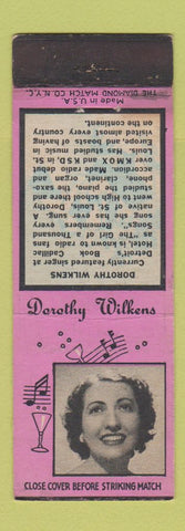 Matchbook Cover - Dorothy Wilkens  Radio Music Diamond 1930's