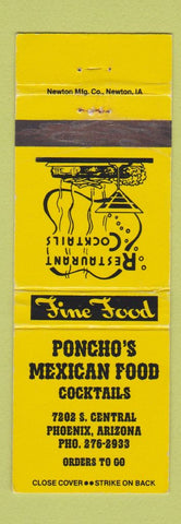 Matchbook Cover - Poncho's Mexican Food Phoenix AZ