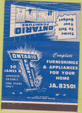 Matchbook Cover - Ontario Furniture Store Eaton 40 Strike