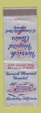 Matchbook Cover - Herrick Hospital Clinic Berkeley CA