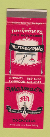 Matchbook Cover - Marmac's Restaurant Downey Lynwood CA