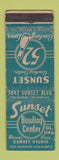 Matchbook Cover - Sunset Bowling Center Hollywood? CA WORN