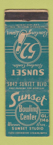 Matchbook Cover - Sunset Bowling Center Hollywood? CA WORN