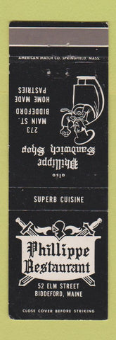 Matchbook Cover - Phillippe Restaurant Biddeford ME