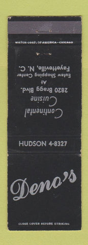 Matchbook Cover - Deno's Restaurant Fayetteville NC