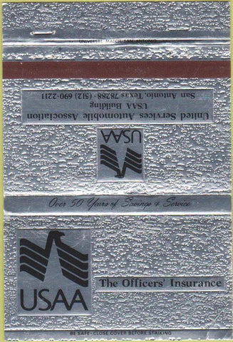 Matchbook Cover - USAA Officers' Insurance San Antonio TX 40 Strike