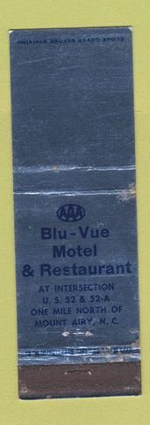Matchbook Cover - Blue Vue Motel Restaurant Mount Airy NC