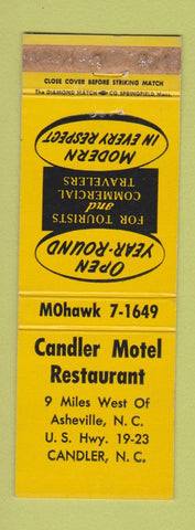 Matchbook Cover - Candler Motel Restaurant Candler NC WEAR