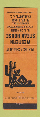 Matchbook Cover - Western Steak House Charlotte NC