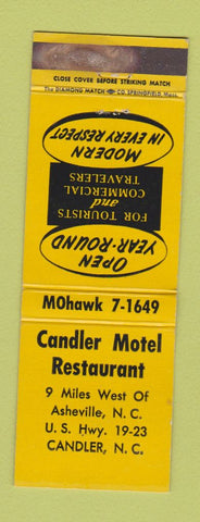 Matchbook Cover - Candler Motel Restaurant Candler NC WORN