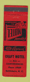 Matchbook Cover - Craft Motel Battleboro NC