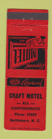 Matchbook Cover - Craft Motel Battleboro NC