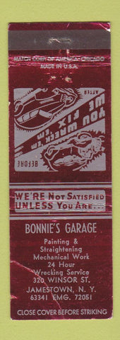 Matchbook Cover - Bonnie's Garage Jamestown NY WEAR
