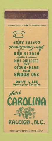 Matchbook Cover - Hotel Carolina Raleigh NC