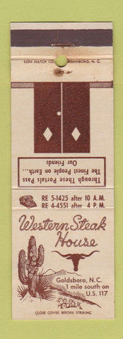 Matchbook Cover - Western Steak House Goldsboro NC