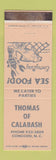 Matchbook Cover - Thomas of Calabash Concord NC seafood WEAR