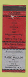 Matchbook Cover - Park McLain Auto Sales Charlotte NC WEAR