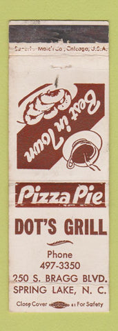 Matchbook Cover - Dot's Grill Spring Lake NC WEAR pizza