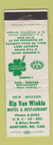 Matchbook Cover - Rip Van Winkle Motel Restaurant Sanford NC WEAR