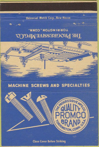 Matchbook Cover - Promco Brand Torrington CT screws 40 Strike