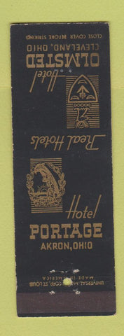 Matchbook Cover - Hotels Portage Olmsted Cleveland Akron OH