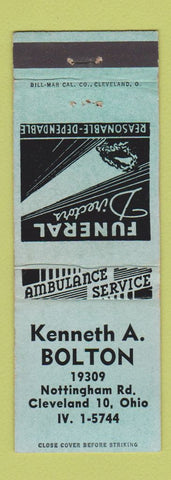 Matchbook Cover - Kenneth Bolton Funeral Home Cleveland OH