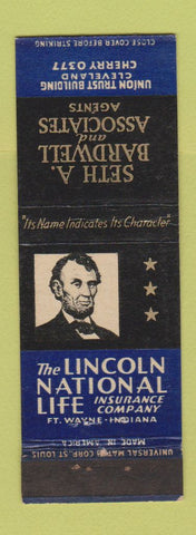 Matchbook Cover - Lincoln Insurance Seth Bardwell Cleveland OH Abraham
