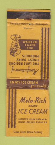 Matchbook Cover - Melo Rich Ice Cream Devils Lake ND POOR