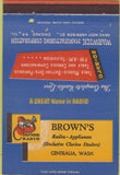 Matchbook Cover - Brown's Radio Appliance Centralia WA 40 Strike