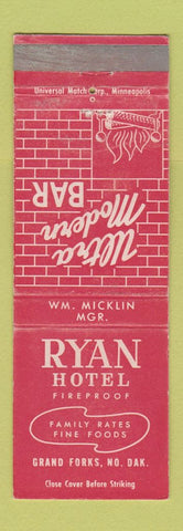 Matchbook Cover - Ryan Hotel Grand Forks ND WEAR