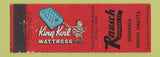 Matchbook Cover - Rausch Funriture Bismarck ND King Koil Mattress WEAR