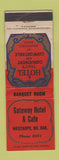 Matchbook Cover - Gateway Hotel Cafe Westhope ND low phone #
