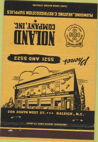 Matchbook Cover - Noland Company Plumbing Heating Raleigh NC 40 Strike