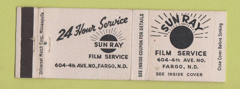Matchbook Cover - Sun Ray Film Service Fargo ND photography