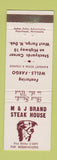 Matchbook Cover - M&J Brand Steak House West Fargo ND