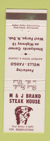 Matchbook Cover - M&J Brand Steak House West Fargo ND