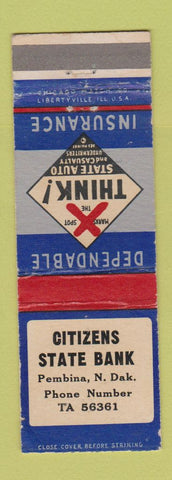 Matchbook Cover - Citizens State Bank Pembina ND WEAR